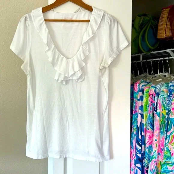 Lilly Pulitzer Pure White Ruffle Top - Picture 2 of 5